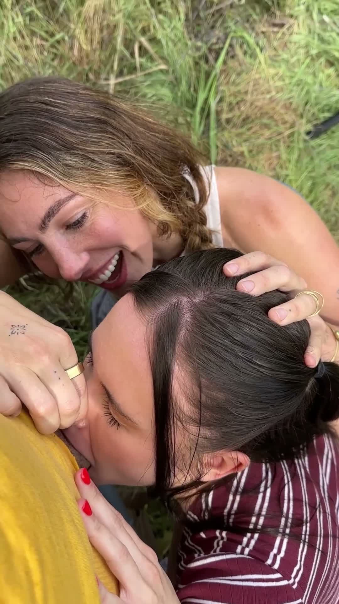 Outdoor Deepthroat Double Blowjob Tease
