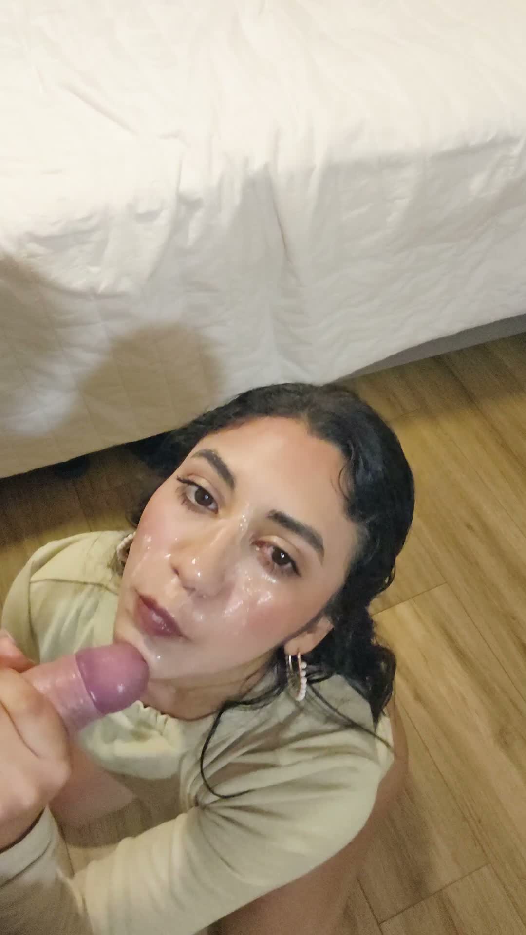 Big Dick Brunette Blowjob Catches It