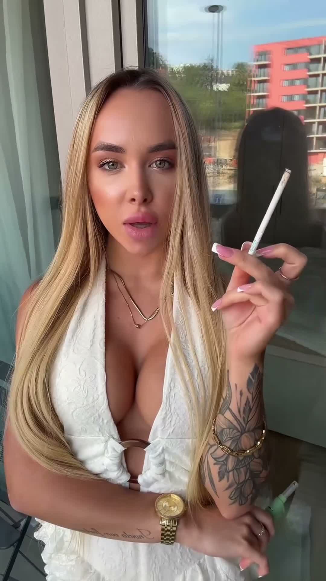 POV: Smoking, Then Showing Tits