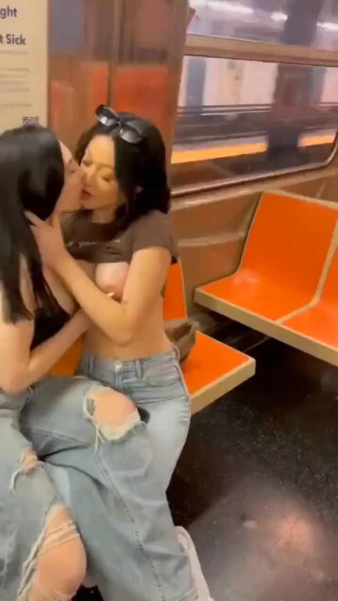 Brunette Girls Kissing Heat Explosion